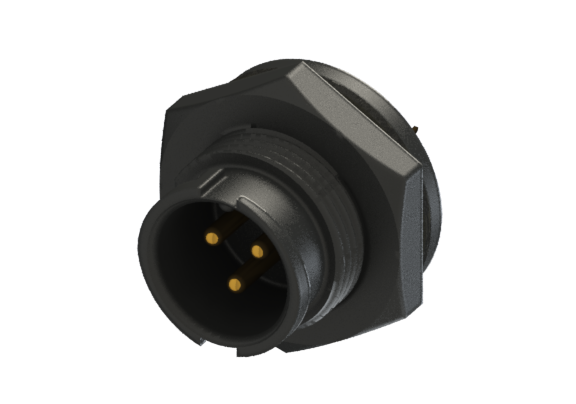 Waterproof IP66 to 68 B-size(Standard) 3 Pins Male Panel Mounting Connector CBP-L103CSR