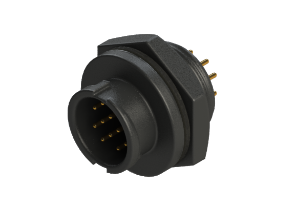 Impermeable IP66 a 68 Tamaño B (estándar) Conector macho de 10 patillas para montaje en panel CBN-L110CPF