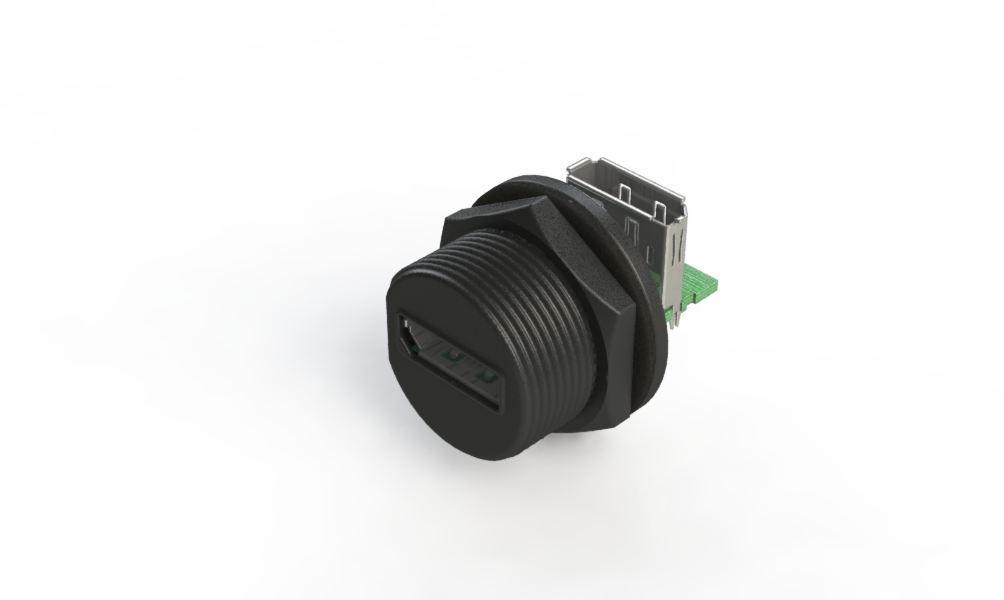 Waterproof IP66 to 68 Display Port Female Panel Mounting Connector DSPD-P3CRJ
