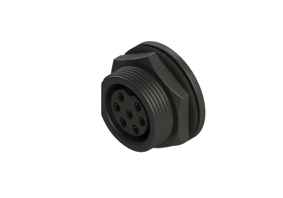 IP66 to 68 D-size(Large) 7 Pins 母針 設備面板端 防水連接器 CDG-P307CPR