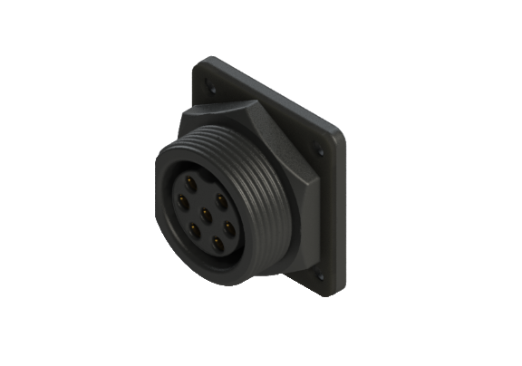 IP66 to 68 D-size(Large) 7 Pins 母針 設備面板端 防水連接器 CDG-P307QPR