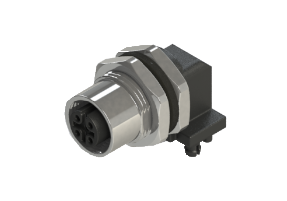 Waterproof IP66 to 68 M12 A code 4 Pins Female Panel Mounting Connector A12D-M204HPRR