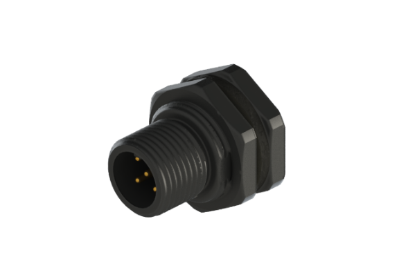 Waterproof IP66 to 68 M12 A code 5 Pins Male Panel Mounting Connector A12D-P105HSR