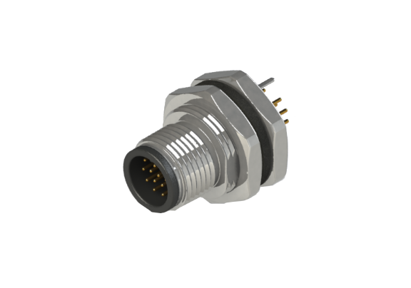 Waterproof IP66 to 68 M12 A code 4 Pins Male Panel Mounting Connector A12D-S104HPR