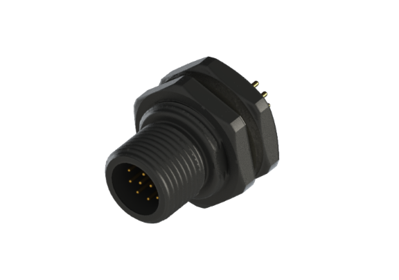 Waterproof IP66 to 68 M12 A code 3 Pins Male Panel Mounting Connector A12D-P103HPR