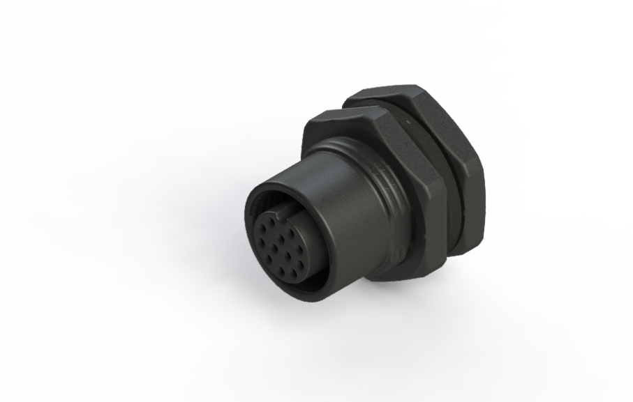 IP66 to 68 M12 A code 12 Pins 母針 設備面板端 防水連接器 A12I-P212HPR
