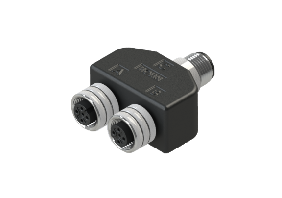 IP66 to 68 M12 A code M12 Accessories 5 Pins 公對母 分接器 防水連接器 A12YB-MFFM555