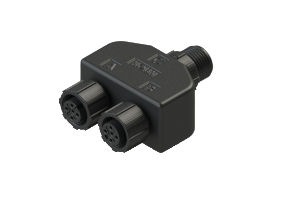 IP66 to 68 M12 A code M12 Accessories 5 Pins 公對母 分接器 防水連接器 A12YB-PFFM555