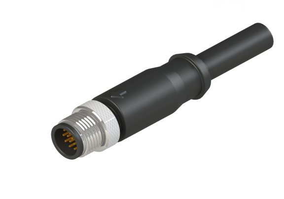 Waterproof IP66 to 68 M12 A code 4 Pins Male Cable Assembly Connector A12D-M104SN