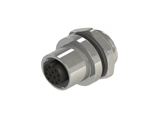 Waterproof IP66 to 68 M12 A code 4 Pins Female Panel Mounting Connector A12D-M204CSF