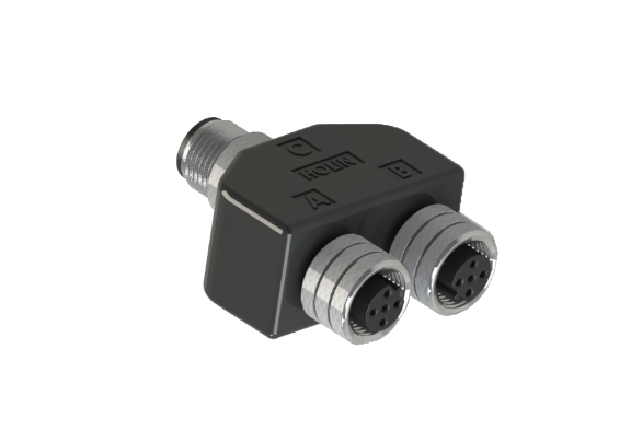 IP66 to 68 M12 Accessories 5 Pins 公對母 分接器 防水連接器 B12YB-MFFM555