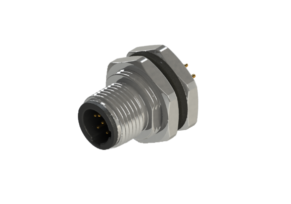 Waterproof IP66 to 68 M12 C code 5 Pins Male Panel Mounting Connector C12D-M105HPR
