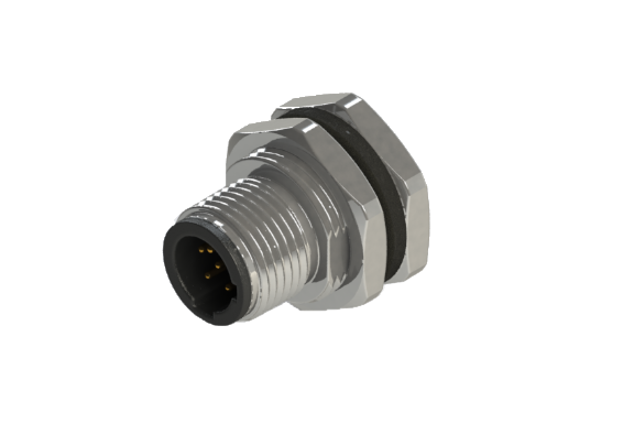 IP66 to 68 M12 C code 6 Pins 公針 設備面板端 防水連接器 C12N-M106HSR