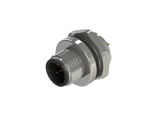 Waterproof IP66 to 68 M12 D code 3 Pins Male Panel Mounting Connector D12D-M103CSF