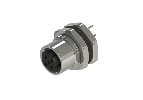 Waterproof IP66 to 68 M12 D code 4 Pins Female Panel Mounting Connector D12D-S204HPR