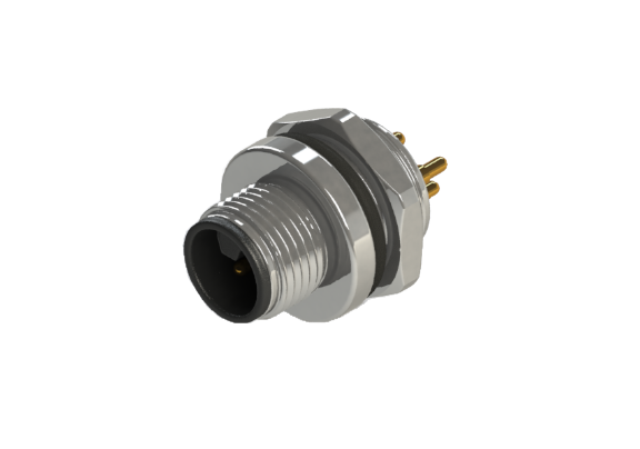 Étanchéité IP66 à 68 M12 L code 4 broches Connecteur mâle pour montage sur panneau L12P-M104CPF