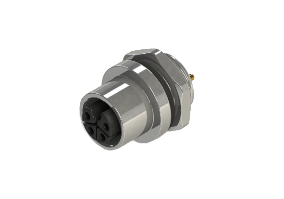 Etanche IP66 à 68 M12 L code 4 broches Connecteur femelle pour montage sur panneau L12P-M204CPF