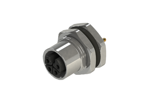 Etanche IP66 à 68 M12 L code 4 broches Connecteur femelle pour montage sur panneau L12P-M204HPR