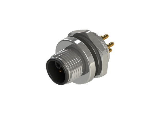Etanche IP66 à 68 M12 L code 5 broches Connecteur mâle pour montage sur panneau L12P-M505CPF