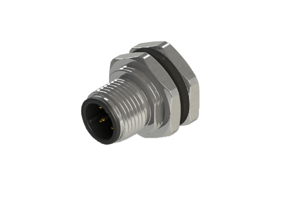 IP66 to 68 M12 P code 3 Pins 公針 設備面板端 防水連接器 P12D-M103HSR