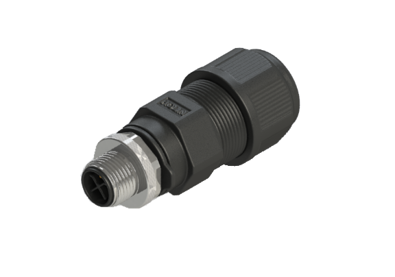 IP66 to 68 M12 S code 4 Pins 公針 外部線組裝式 防水連接器 S12P-M104SA