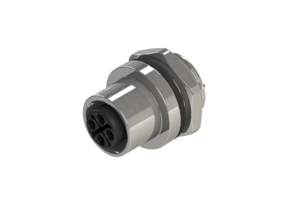 IP66 to 68 M12 S code 4 Pins 母針 設備面板端 防水連接器 S12P-M204CSF