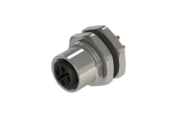 IP66 to 68 M12 S code 4 Pins 母針 設備面板端 防水連接器 S12P-M204HPR