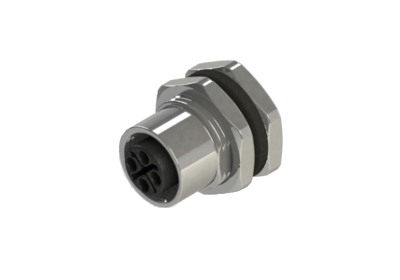 IP66 to 68 M12 S code 4 Pins 母針 設備面板端 防水連接器 S12P-M204HSR