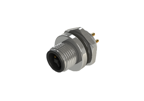 Waterproof IP66 to 68 M12 T code 3 Pins Male Panel Mounting Connector T12P-M103CPF
