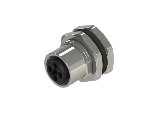 방수 IP66 ~ 68 M12 T 코드 4핀 암 패널 실장 커넥터 T12P-M204HSR