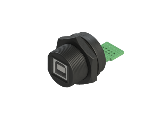 防水IP66～68 USB2.0 Bタイプ メス デバイスパネルコネクタ USB2BC-P3C10