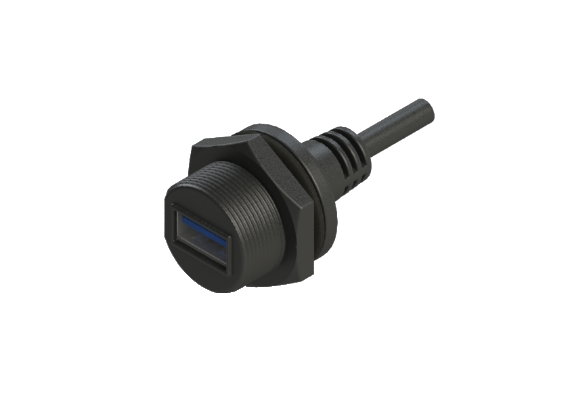 IP66 to 68 USB 3.0 A Type 母針 外部線材加工 防水連接器 USB3AC-P3CSM