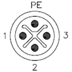 M 12 S, código de 4 pines (3 + PE) M 12 S, código de 3 pines (2 + PE)