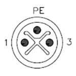 M 12 S, código de 4 pines (3 + PE) M 12 S, código de 3 pines (2 + PE)