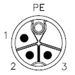 M12, código K, 5 pines (4 + PE). M12, código K, 4 pines (3 + PE). M12, código K, 3 pines (2 + PE).