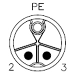 M12, código K, 5 pines (4 + PE). M12, código K, 4 pines (3 + PE). M12, código K, 3 pines (2 + PE).