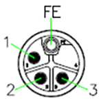 M 12 L, código de 5 pines (4 + FE). M 12 L, código de 4 pines (3 + FE). M 12 L, código de 3 pines (2 + FE).