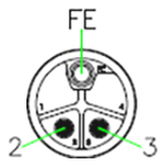 M 12 L, código de 5 pines (4 + FE). M 12 L, código de 4 pines (3 + FE). M 12 L, código de 3 pines (2 + FE).