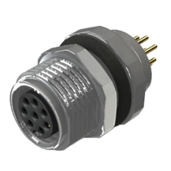 Conector M8 de 3 pines, montaje posterior del panel Conector montaje posterior