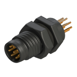 Conector pasamuros de plástico M8 de 3 clavijas montaje posterior