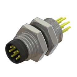 Conector metálico M8 de 4 clavijas para montaje en panel montaje posterior