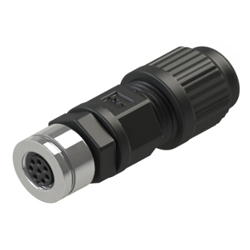 Conector M8 A código pines hembra tuerca metálica, conector soldable cableable.