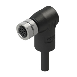 Cable M8 IP68 ángulo recto sobremoldeado con tuerca metálica, conector m8 4 pines. Hembra.