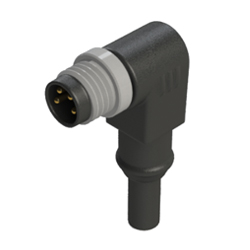 Cable de sensor M8, conector M8 de 5 clavijas, sobremoldeado en ángulo recto con tuerca metálica.