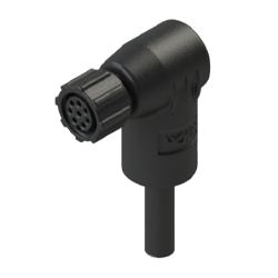 Conector M8 hembra de 3 pines. Conector de cable sobremoldeado con tuerca de plástico.