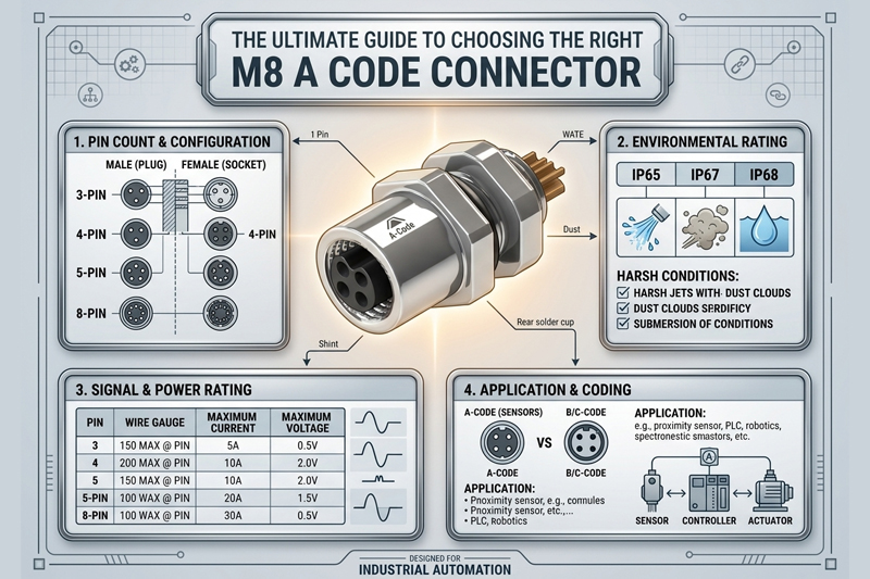M8 A Código 2–Conector de 8 pines Guía definitiva